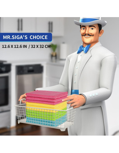 Paño de Microfibra MR.SIGA, Paquete de 12, 32x32 cm