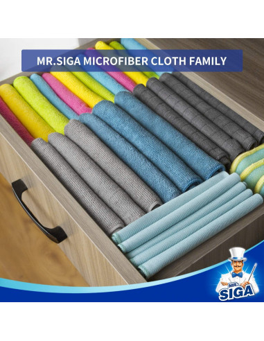 Paño de Microfibra MR.SIGA, Paquete de 12, 32x32 cm