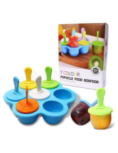 Molde de Paletas de Silicona XoYoZo 7 Cavidades Azul