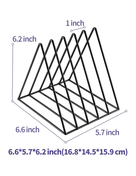 Soporte de Archivos Triangular Goiio de Metal 5 Ranuras Negro