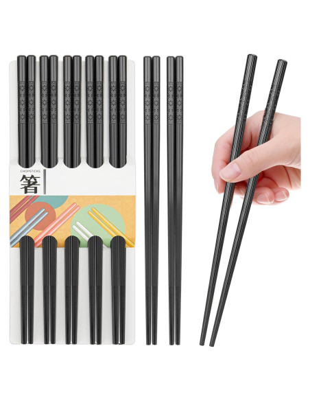 Juego de 5 pares de palillos reutilizables PTNITWO 24 cm antideslizantes