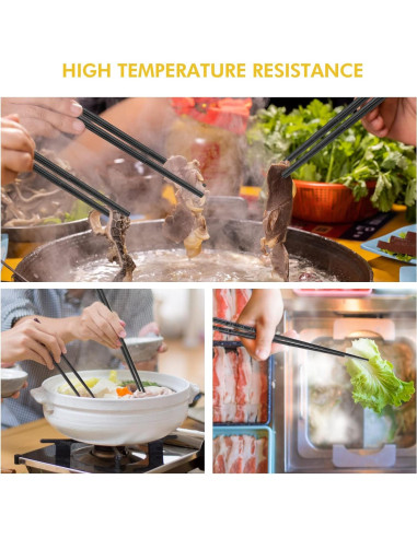 Juego de 5 pares de palillos reutilizables PTNITWO 24 cm antideslizantes