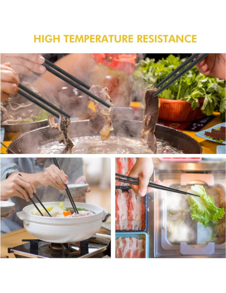 Juego de 5 pares de palillos reutilizables PTNITWO 24 cm antideslizantes