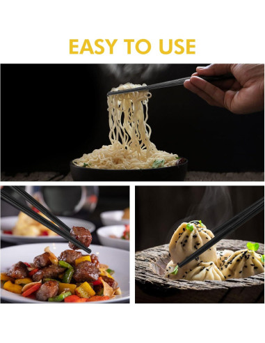 Juego de 5 pares de palillos reutilizables PTNITWO 24 cm antideslizantes