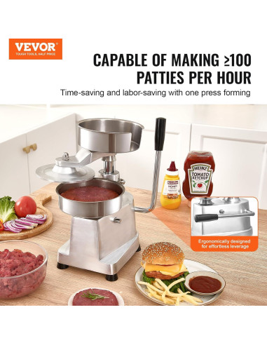 Fabricante de Hamburguesas VEVOR JKH-150 Acero Inoxidable 150mm