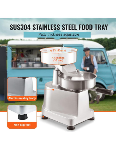 Fabricante de Hamburguesas VEVOR JKH-150 Acero Inoxidable 150mm