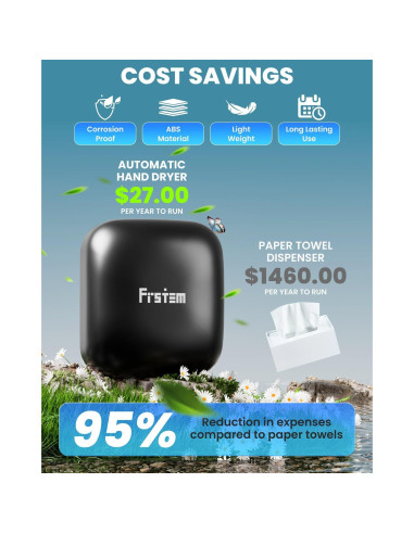Secador de Manos Automático Frstem 1400W Negro con Sensor