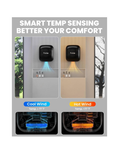 Secador de Manos Automático Frstem 1400W Negro con Sensor