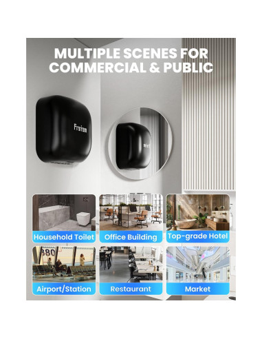 Secador de Manos Automático Frstem 1400W Negro con Sensor