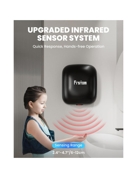 Secador de Manos Automático Frstem 1400W Negro con Sensor