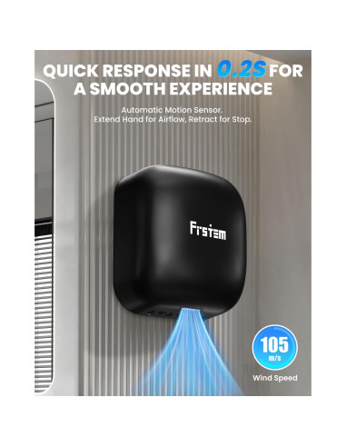 Secador de Manos Automático Frstem 1400W Negro con Sensor