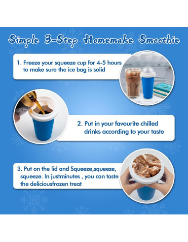 Taza Hacedora de Slushie Jairuty 350ML Azul Reutilizable