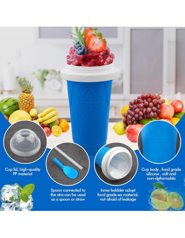 Taza Hacedora de Slushie Jairuty 350ML Azul Reutilizable