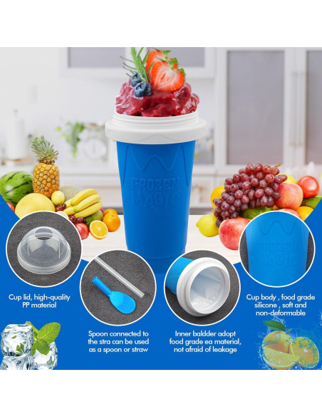 Taza Hacedora de Slushie Jairuty 350ML Azul Reutilizable