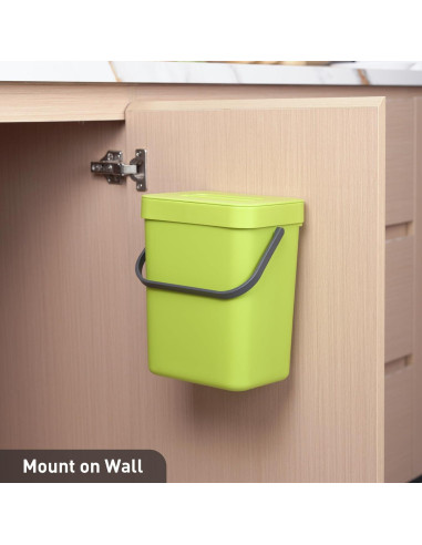 Basurero Colgante EKO 3L Verde con Tapa para Cocina