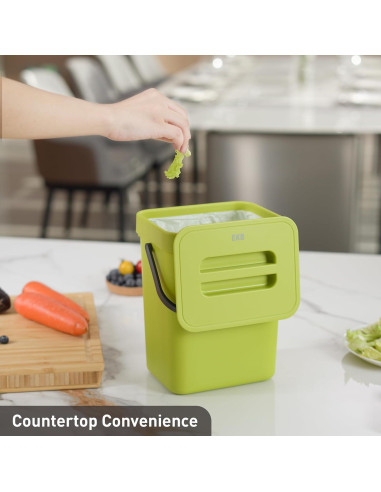 Basurero Colgante EKO 3L Verde con Tapa para Cocina