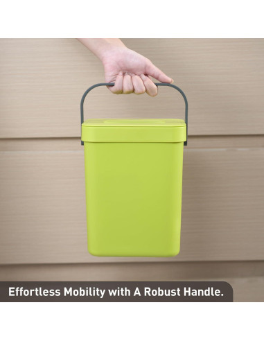 Basurero Colgante EKO 3L Verde con Tapa para Cocina