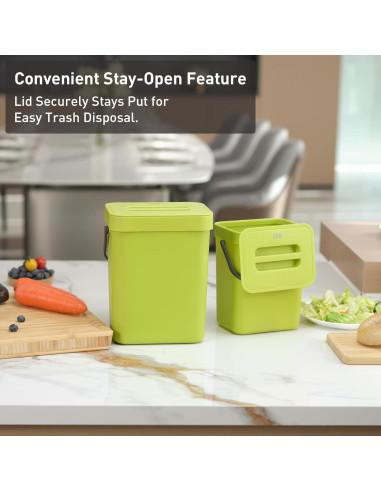 Basurero Colgante EKO 3L Verde con Tapa para Cocina