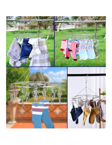 Perchero Redondo Acero Inoxidable CenYouful 20 Clips 33 cm