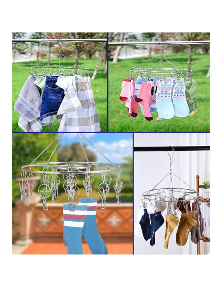 Perchero Redondo Acero Inoxidable CenYouful 20 Clips 33 cm