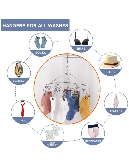 Perchero Redondo Acero Inoxidable CenYouful 20 Clips 33 cm