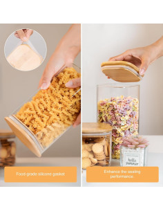 Tarros de Almacenamiento de Vidrio YUNCANG 6 Pack 1.1L Cuadrado 2