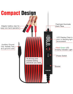 Probador de Circuito Automotriz FASLINK M10 12V-24V LED 2