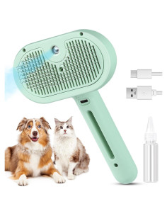 Cepillo de Vapor 3 en 1 para Gatos y Perros Verde