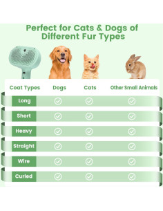 Cepillo de Vapor 3 en 1 para Gatos y Perros Verde 2