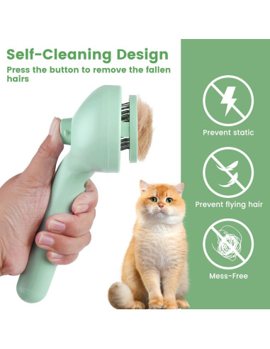 Cepillo de Vapor 3 en 1 para Gatos y Perros Verde