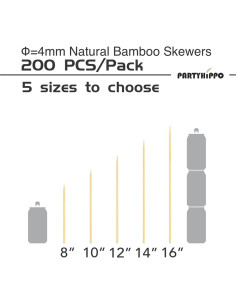 Pinchos de Bambú Natural 40cm (200 PCS) para BBQ y Fiesta 2