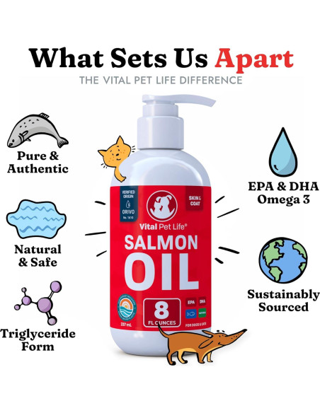 Aceite de Salmón Vital Pet Life 227 g - Omega 3 para Mascotas