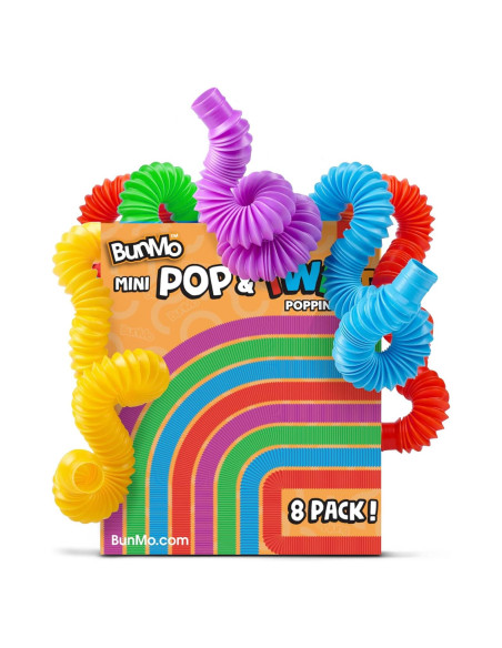 BUNMO Tubos Pop - Juguetes Sensoriales para Niños 3+ - Paquete de 8