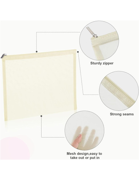 Boao 6 Bolsas de Maquillaje de Malla Organizador Beige