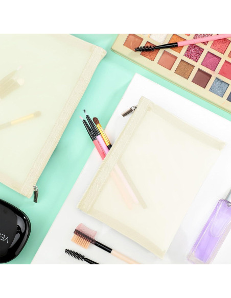 Boao 6 Bolsas de Maquillaje de Malla Organizador Beige