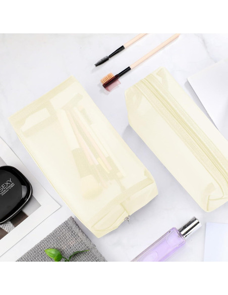 Boao 6 Bolsas de Maquillaje de Malla Organizador Beige