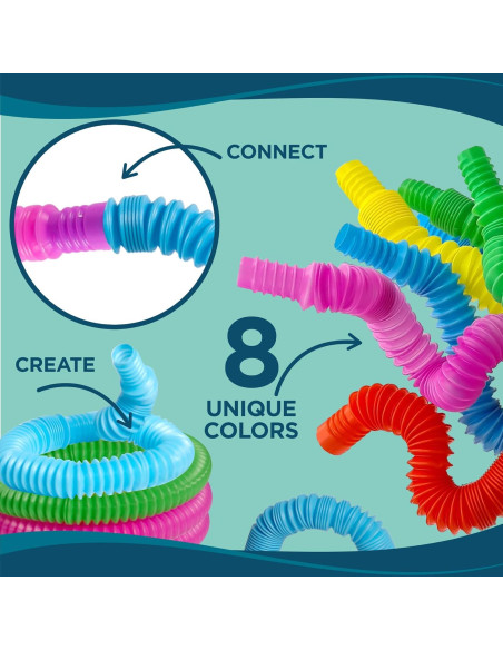 BUNMO Tubos Pop - Juguetes Sensoriales para Niños 3+ - Paquete de 8