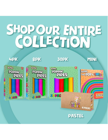 BUNMO Tubos Pop - Juguetes Sensoriales para Niños 3+ - Paquete de 8