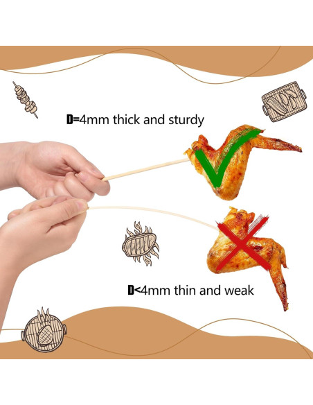 300 Palitos de Bambú 40 cm WSICSE para Asar y Manualidades