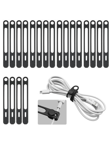 20 Sujetadores de Cable de Silicona Reutilizables Kanemc