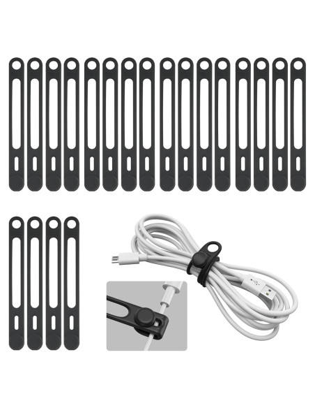 20 Sujetadores de Cable de Silicona Reutilizables Kanemc