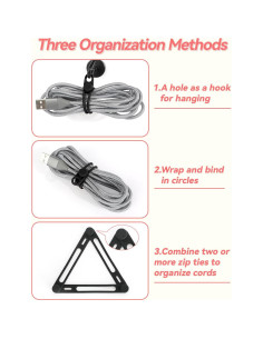 20 Sujetadores de Cable de Silicona Reutilizables Kanemc 2