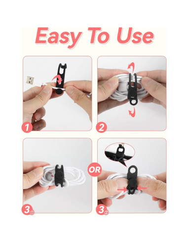 20 Sujetadores de Cable de Silicona Reutilizables Kanemc