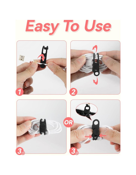 20 Sujetadores de Cable de Silicona Reutilizables Kanemc