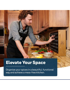 Organizador de Especias de Madera AllSpice con 30 Frascos 4oz 2