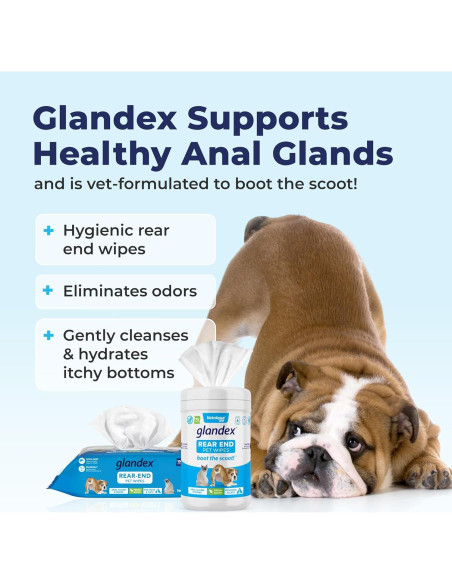 Toallitas Glandex Vetnique Labs 75ct para Perros y Gatos