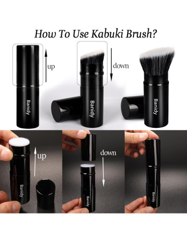 Brocha Kabuki Retráctil Banidy para Maquillaje - Vegana y Portátil