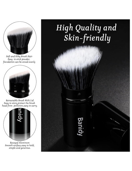 Brocha Kabuki Retráctil Banidy para Maquillaje - Vegana y Portátil