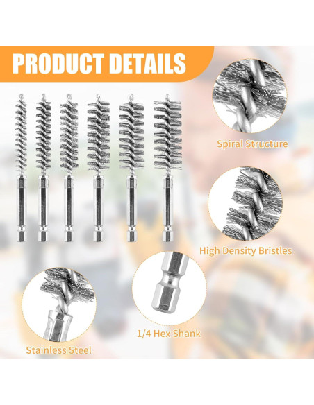 Juego de cepillos de limpieza AOKLIT 6 piezas acero inoxidable