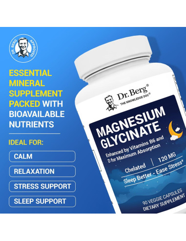 Suplemento de Magnesio Glicinato Dr. Berg 90 Caps - Alivio Estrés